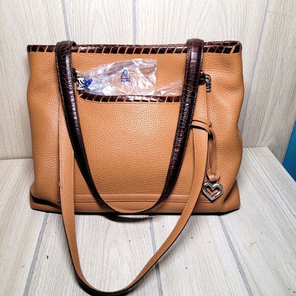 Brighton Brown Pebbled Leather Vereda Purse Satchel Shoulder Bag Read - Picture 1 of 15